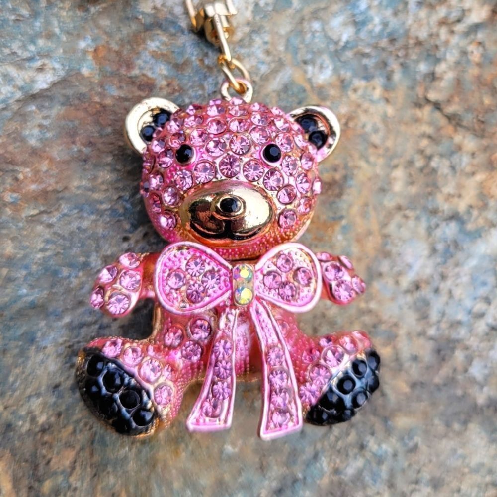 Pink Crystal Koala Bear Keychain‎